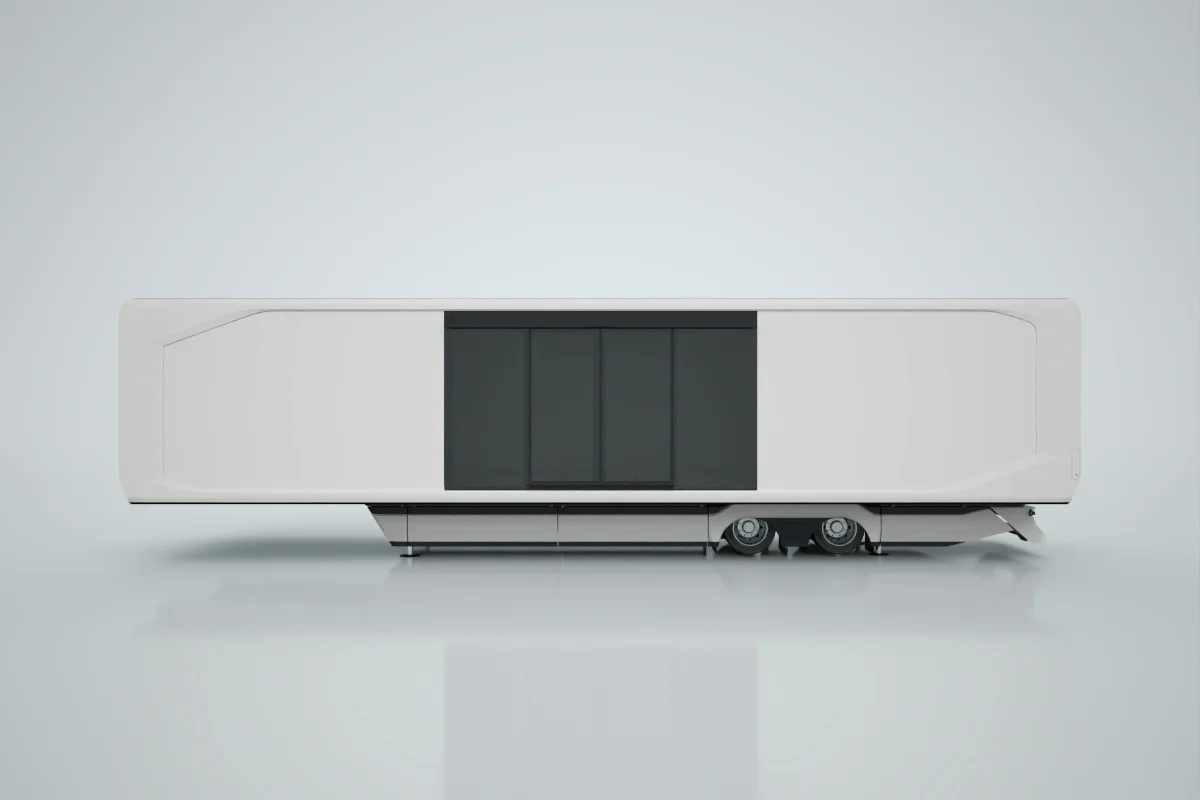 Solid wall with electric sliding door