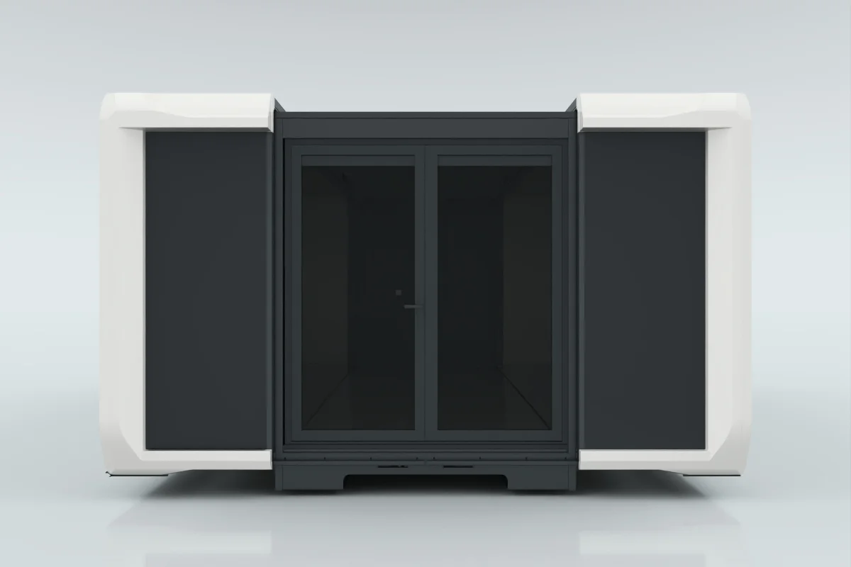 Double opening doors with glass