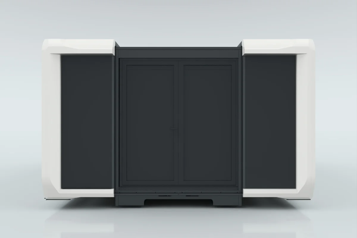 Double opening doors with panel