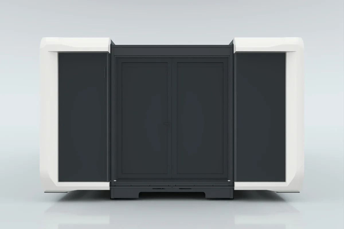 Double opening doors with panel